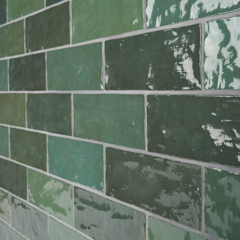 Portmore Green 3x8 Glazed Ceramic Subway Wall Tile