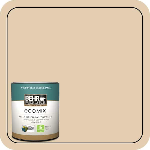 1 qt. Home Decorators #HDC-AC-09 Concord Buff Semi-Gloss Enamel EcoMix Plant-Based Interior Paint & Primer