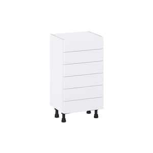 Mancos Bright White Shaker Assembled Shallow Base Kitchen Cabinet with 6 Drawers (18 in. W x 34.5 in. H x 14 in. D)