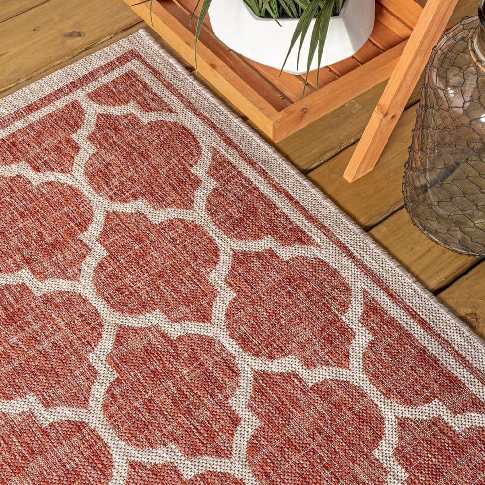 Moroccan Trellis Red/Beige Indoor/Outdoor Flatweave Rug