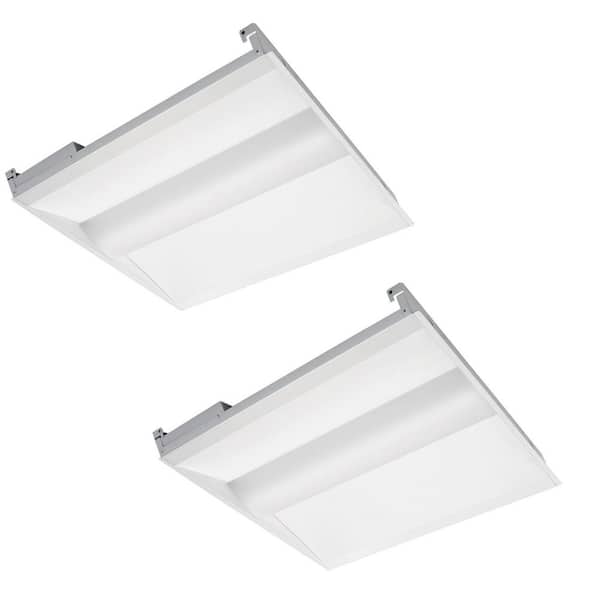 2-Pack 2 ft. x 2 ft. White Integrated LED Troffer Light, 3750/4375/5000LM, 30/35/40W, 3500/4000/5000K, 0-10V Dimmable UL
