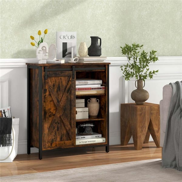 Brown 32 in. Accent Cabinet with Adjustable Shelves