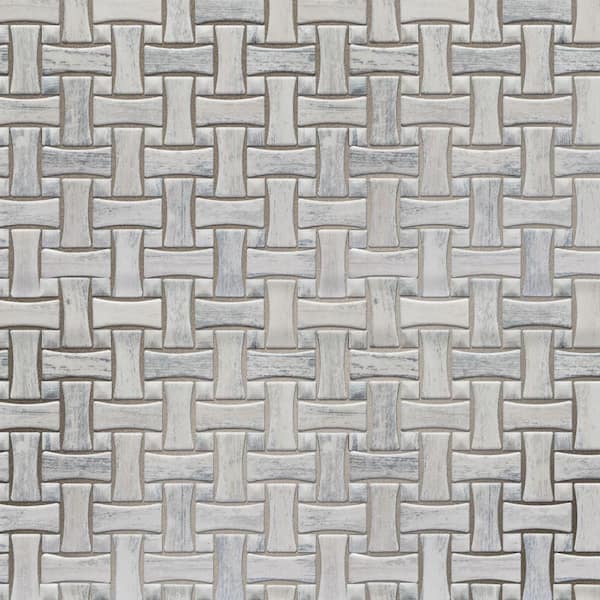Merola Tile Cassis Dog Bone Basketweave White with White Dot 10 in. x 10 in. Porcelain Floor and Wall Mosaic Tile (7.1 sq. ft./Case)