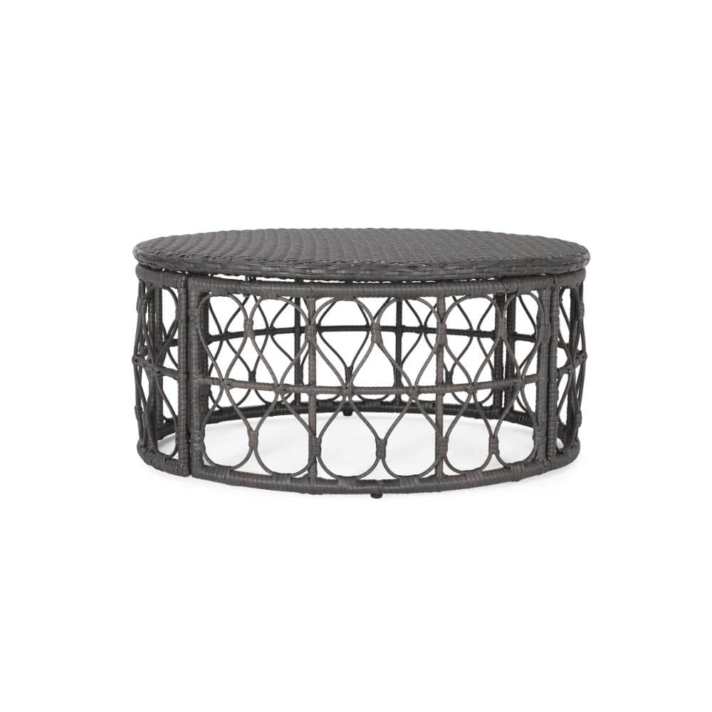 Grey Rattan Round Outdoor Patio Coffee Table for Backyard Garden Balcony price history on PriceWatchPro