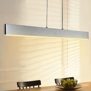 Draper 40 in. Dimmable Adjustable Integrated LED Brushed Aluminum Metal Linear Pendant