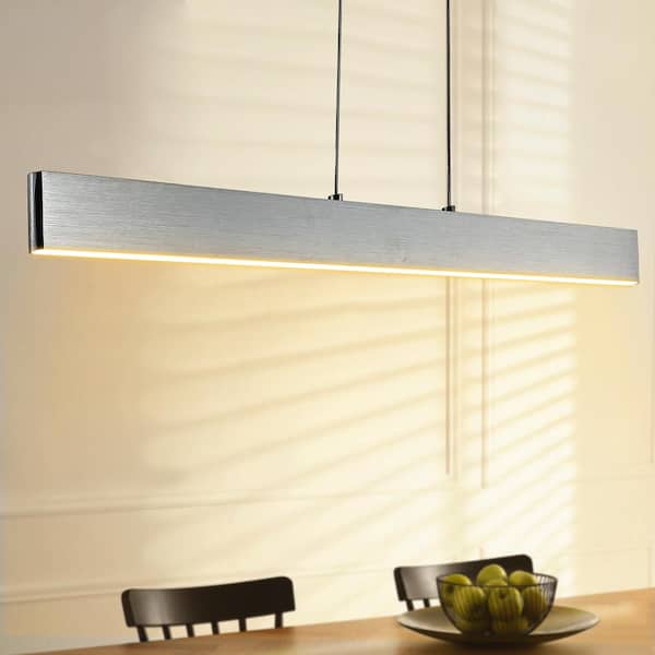 JONATHAN Y Draper 40 in. Dimmable Adjustable Integrated LED Brushed Aluminum Metal Linear Pendant