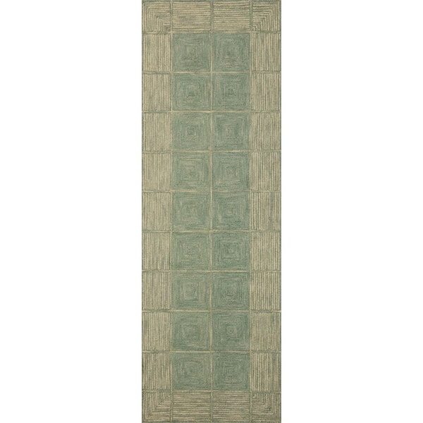 Chris Love Julia Francis Green / Natural 2 ft. 6 in. x 9 ft. 9 in.  Contemporary Runner Rug