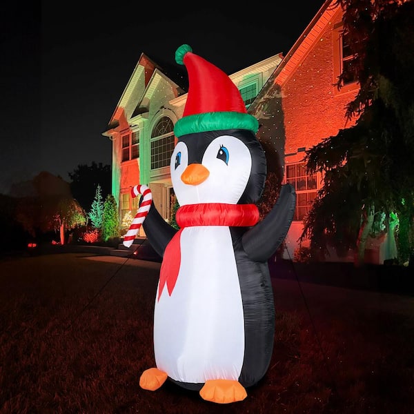 6 FT Christmas sold Inflatable Santa Claus on Candy Throne, Inflatable with Penguin