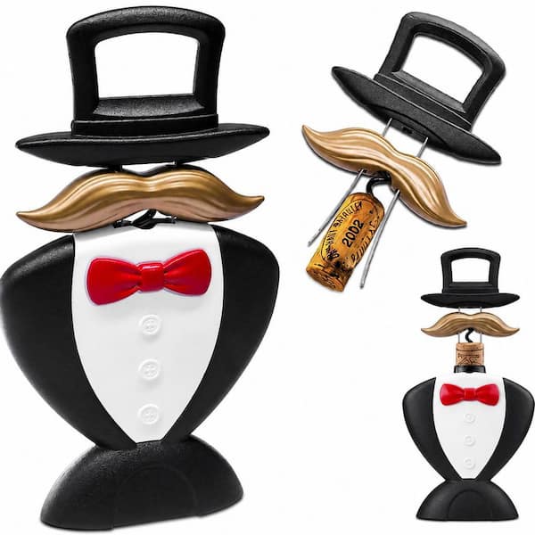 Black British Gentleman Style Alloy Steel 3-in-1 Wine Corkscrew and Beer Opener with Luxury Gift Box for Connoisseurs