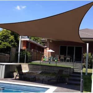 12 ft. x 12 ft. 185 GSM Brown Square UV Block Sun Shade Sail for Yard and Swimming Pool etc.