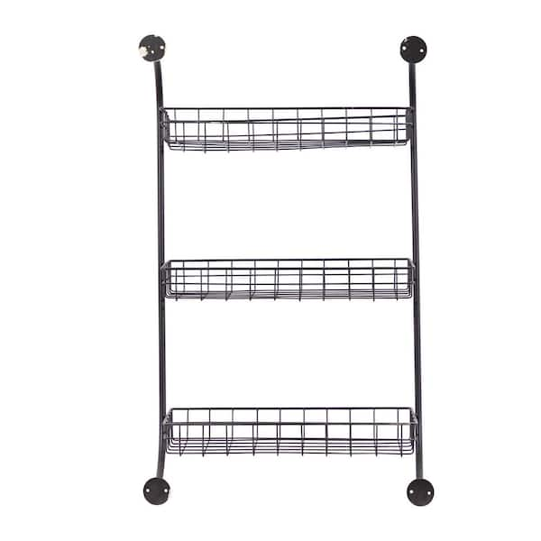 Danya B Rhodes 34.5 in. 4-Tier Windowsill Wall Shelf with Black Metal Frame and Black MDF Shelves, Black/Black