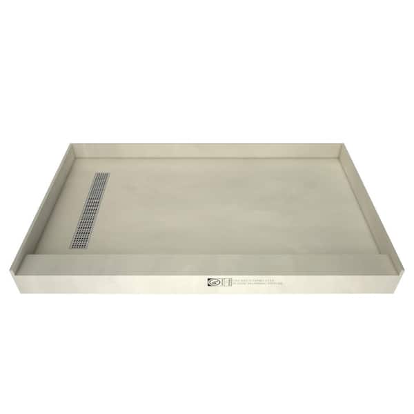 Tile Redi Redi Trench 48 in. L x 36 in. W Single Threshold Alcove Shower Pan Base with Left Drain and Polished Chrome Drain Grate