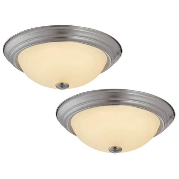 Design House Travis 20-Watt Satin Nickel Integrated LED Flush Mount (2-Pack)