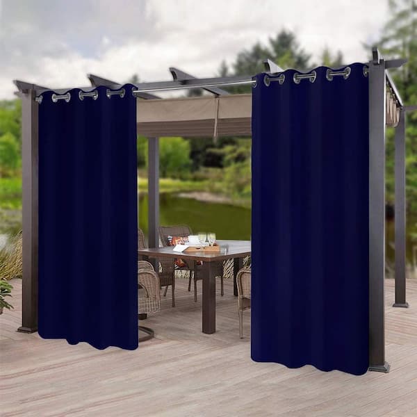 Pro Space 50 in x 85 in Outdoor Waterproof Windproof Detachable Sticky Tab Top Thermal Insulated Curtain, Grey (1 Panel)