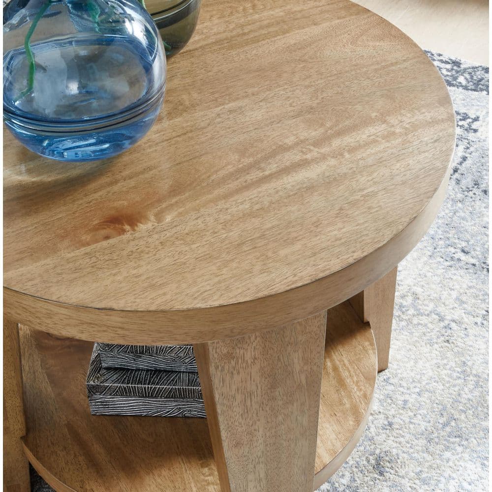 Kristiland 26" Round Brown Mango Wood End Table