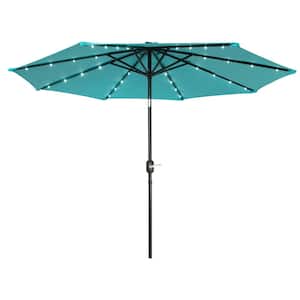9 ft. Deluxe Solar Powered LED Lighted Patio Market Umbrella (Teal)
