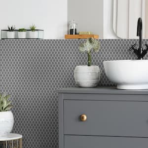 Metro 1 in. Hex Glossy Grey 10-1/4 in. x 11-7/8 in. Porcelain Mosaic Tile (8.6 sq. ft./Case)