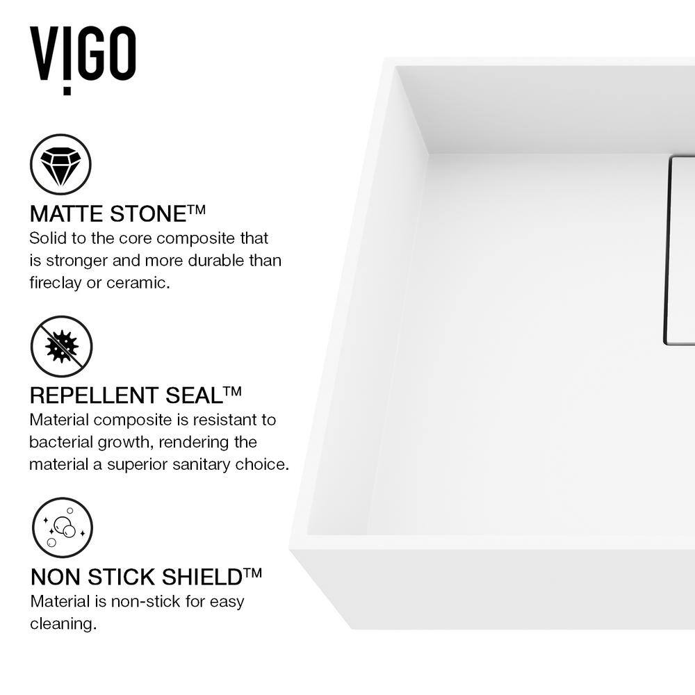 Matte White Rectangular Stone Vessel Bathroom Sink