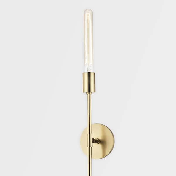 MITZI HUDSON VALLEY LIGHTING Dylan 1-Light Aged Brass Wall Sconce H185101- AGB - The Home Depot