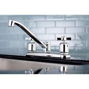 Modern Cross 2-Handle Standard Kitchen Faucet in Chrome