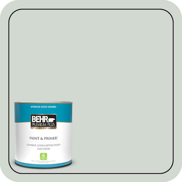 BEHR PREMIUM PLUS 1 qt. Home Decorators Collection #HDC-CT-23 Wind Fresh White Satin Enamel Low Odor Interior Paint & Primer