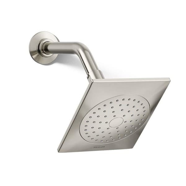 KOHLER Loure 1-Spray Patterns 6. 3125 in. Rain Wall Mount Fixed Shower Head in Vibrant Polished Nickel