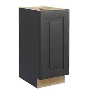 Grayson Deep Onyx Painted Plywood Shaker Assembled Base Kitchen Cabinet FH Soft Close L 15 in W x 24 in D x 34.5 in H