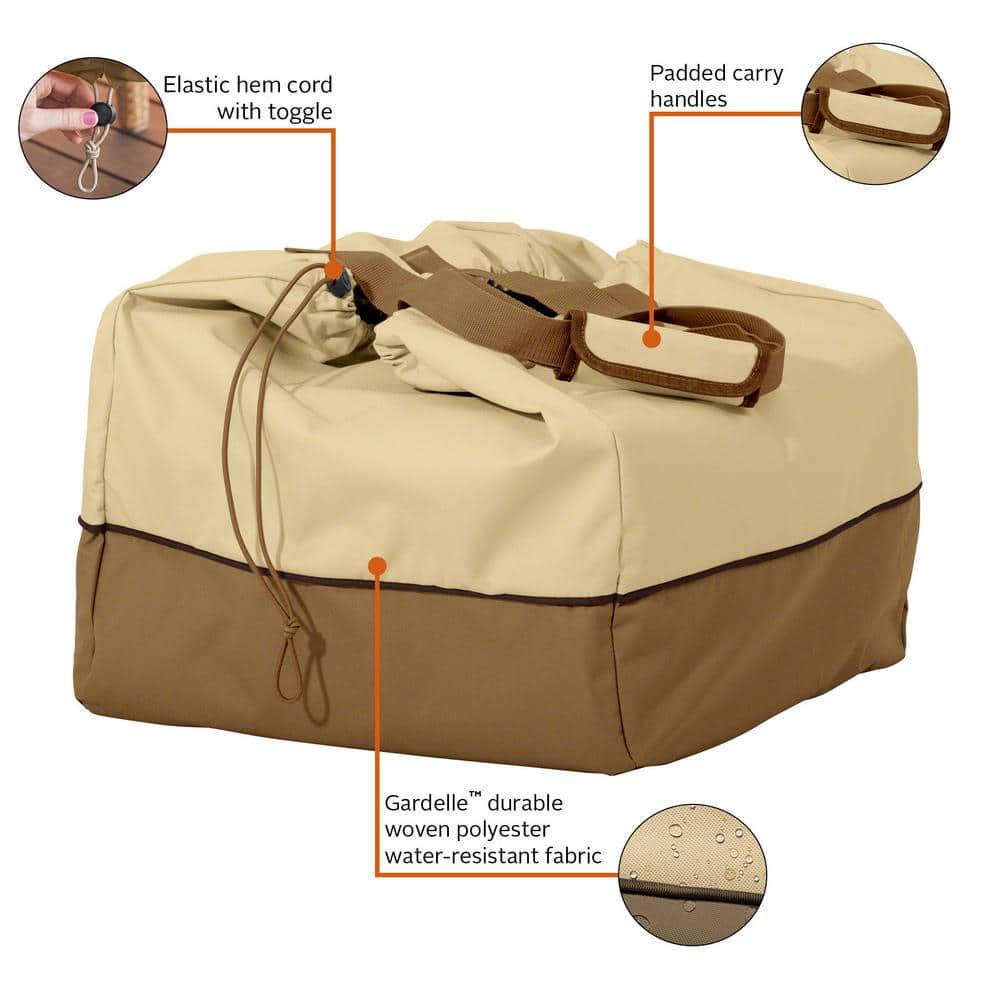 Medium Tan and Brown Water-Resistant Table Top Grill Cover