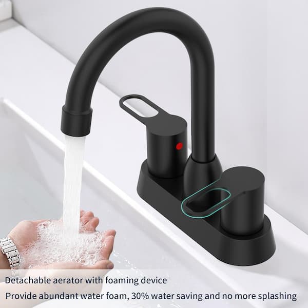 Staykiwi 4 in. Centerset Double Handle Mid Arc Bathroom Faucet in Matte Black
