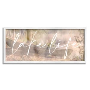 Lake Life Forest Nature Canoe Design by Lil' Rue Framed Nature Art Print 30 in. x 13 in.