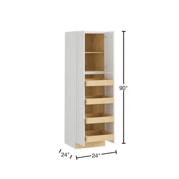 Home Decorators Collection Washington Vesper White Plywood Shaker Assembled Pull Out Pantry Kitchen Cabinet Sft CLS 9.5 in W x 24 in D x 34.5 in H