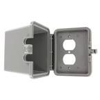 1-Gang Raintight While-In-Use Duplex Outlet Device Mount Horizontal Cover with Extra Deep Lid, Gray