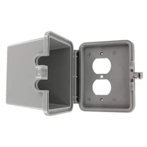 1-Gang Raintight While-In-Use Duplex Outlet Device Mount Horizontal Cover with Extra Deep Lid, Gray