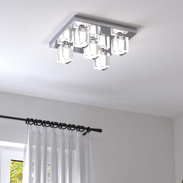 Seattle 11.81 in. 5-Light Chrome Crystal Glam Flush Mount Ceiling Lights