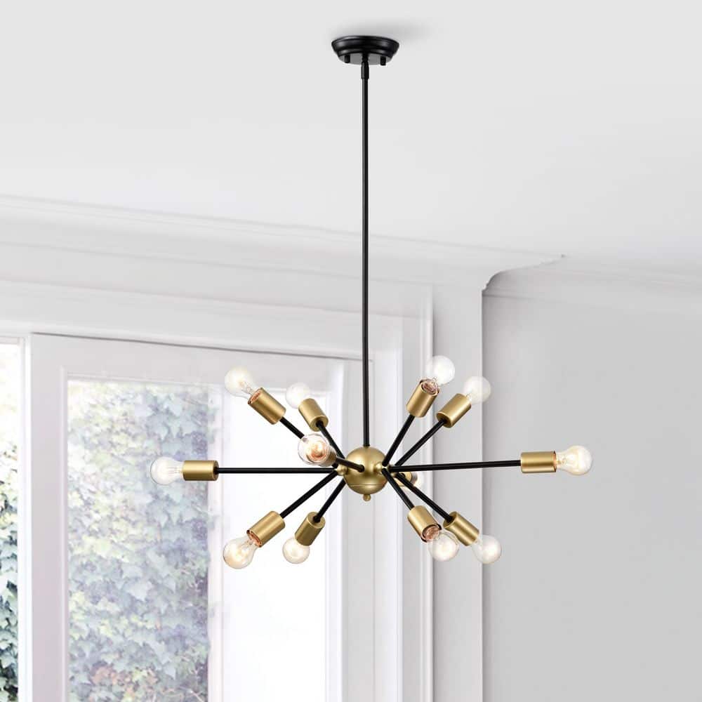 Olivia Sputnik 12-light Black Base Brushed Brass Finish Industrial Chandelier price history on PriceWatchPro