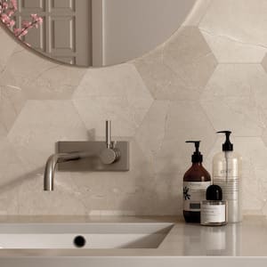 Elegance Beige Hexagon 7.7 in. x 8.9 in. Matte Porcelain Marble look Floor and Wall Tile (9.05 sq. ft./Case)