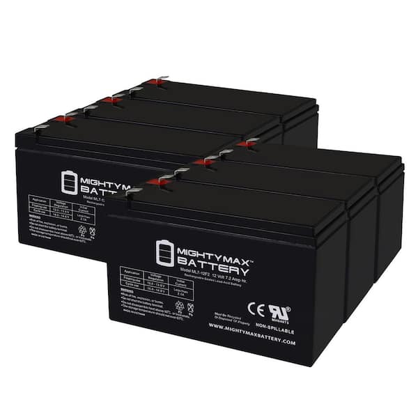 MIGHTY MAX BATTERY ML7-12F2 - 12-Volt 7 AH, F2 Terminal, Rechargeable SLA AGM Battery (6-Pack)