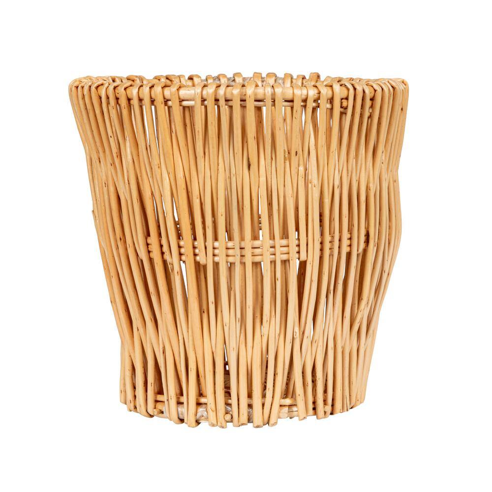 Natural Handwoven Willow Waste Basket with Removable Liner