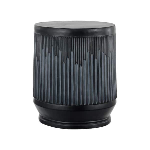 Kline 17.5 in. Mid-Century Modern Brutalist Accent Table, Wash Black