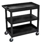 Luxor STC 24 In. 3-Shelf 0-Drawer Utility Cart In Black STC222-B - The ...