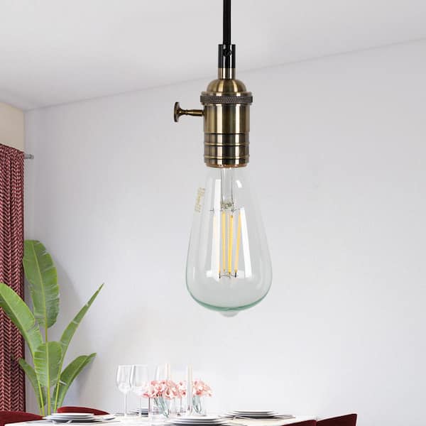boksning Forskelle Karakter YANSUN 1-Light Black Vintage Plug-in Dimmable Bulb Mini Pendant with Brass  Socket (1-Pack) H-DZ091 - The Home Depot