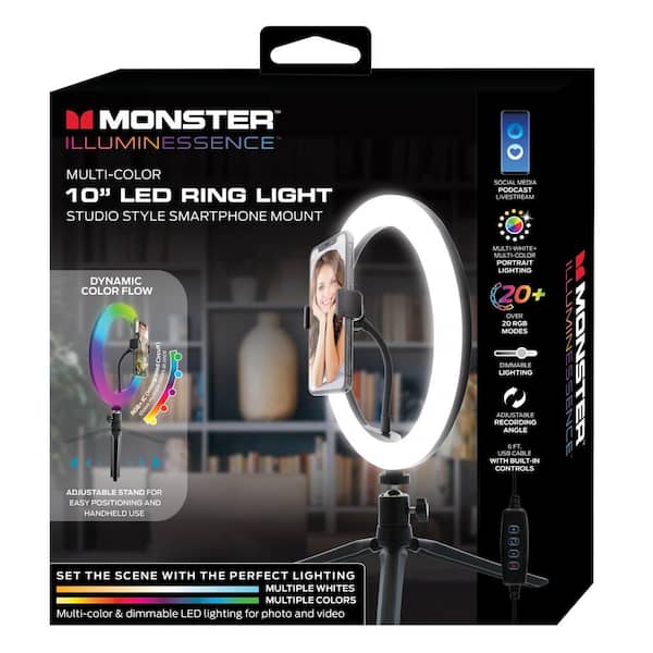 Merra 63 in. Black LED Ring Lighting Kit Lamp with Tripod for Live Stream  Photo Video Makeup More MRL-0010-16-BNHD-1 - The Home Depot