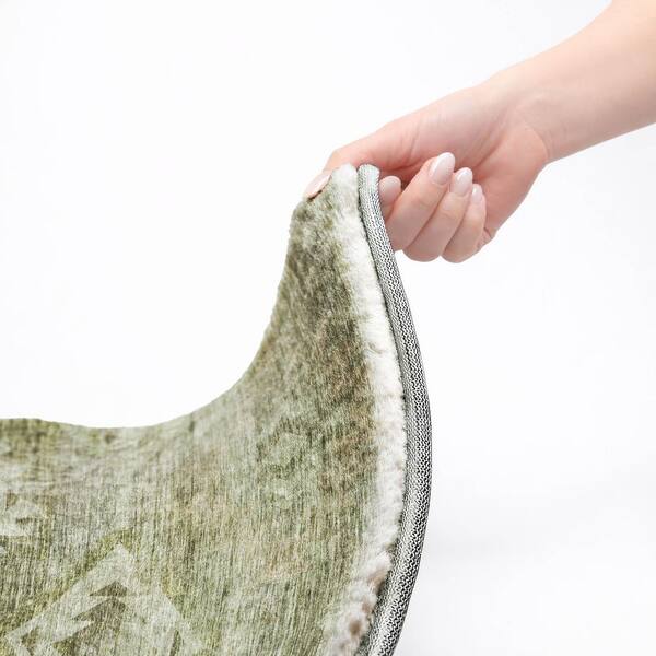 Dream Shag Premium Machine Washable Abstract ADS837 Olive 3 ft. x 5 ft. Area Rug