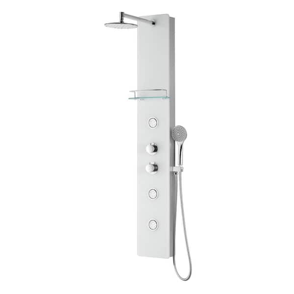 ANZZI SAVANNAH Series 60 in. 3-Jetted Full Body Shower Panel System with Heavy Rain Shower and Spray Wand in White