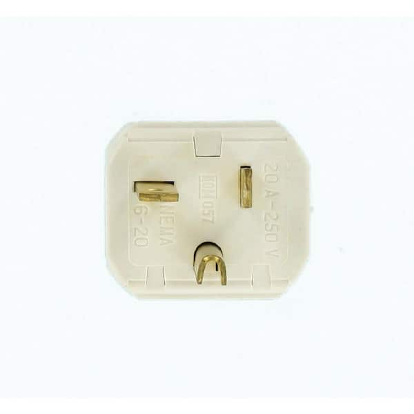 Leviton 20 Amp 250-Volt Python Hospital Grade Straight Blade Grounding Plug, White 8456-V