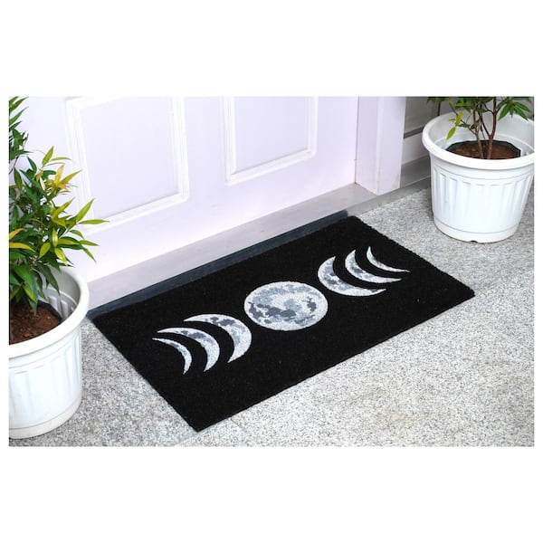 Black and Natural Moon Phases Coir Doormat by World Market