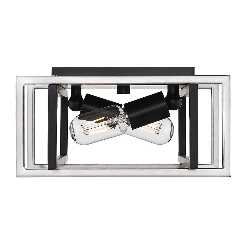 Tribeca Black and Pewter Indoor/Outdoor Flush Mount Light