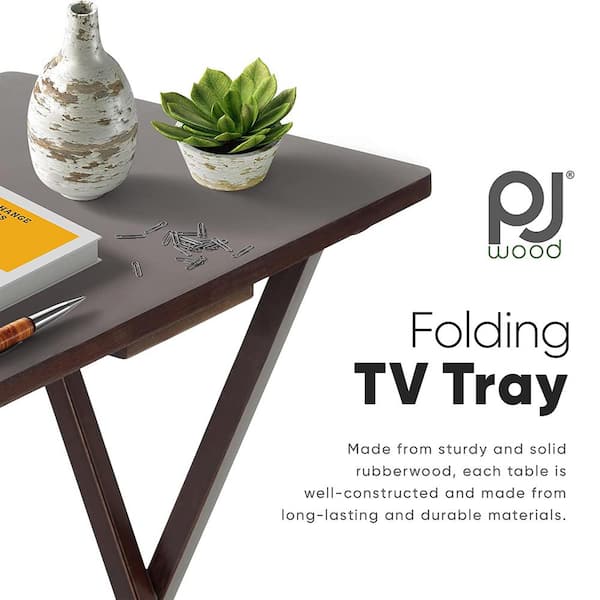 PJ wood 2.2 ft. Brown Wood Folding TV Tray Tables TB01-0101-008-2P