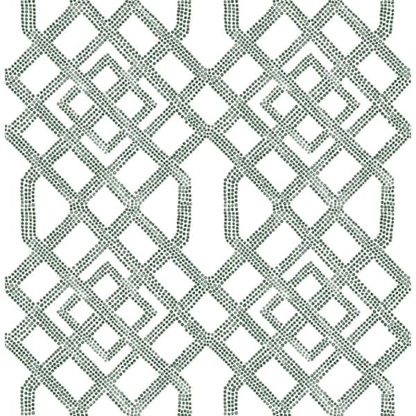 A-Street Prints Traverse Dark Green Trellis Dark Green Wallpaper Sample
