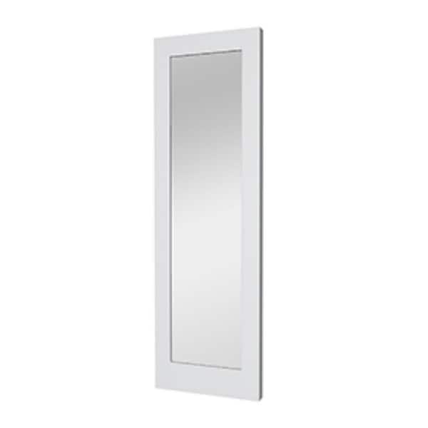 18 in. x 80 in. 1-Lite Mirrored Glass White Solid Core Manufacture Wood White Primed Wood Interior Door Slab